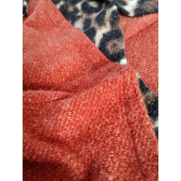 Women's Animal Print Hoodie Sweaters Casual Knit Pachwork Size M Orange Brown - Picture 8 of 9